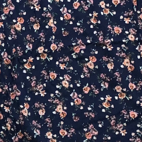 Navy Blue Floral Cold Shoulder Top - Picture 2 of 3